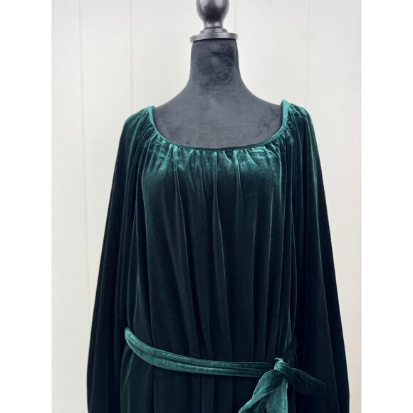 Women's Plus Size Draper James RSVP Dark Green Bow Back Velvet Dress, Size 3X - Picture 1 of 6